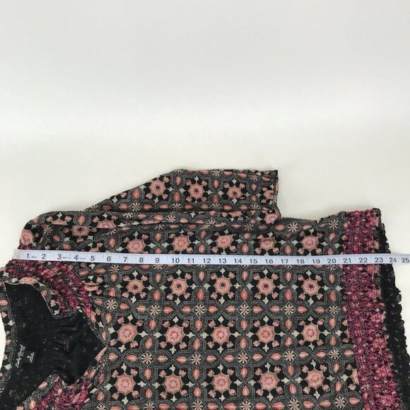 Lucky Brand Circle Diamond Smocked Blouse Women's Size Small Stretch Knit Boho - Picture 8 of 11